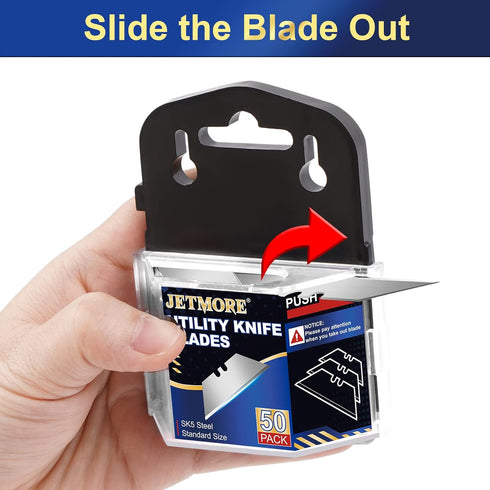 JETMORE Utility Knife Blades, 50 Pack Box Cutter Blades, SK5 High Carbon Steel Utility Blades, Standard Size Blades for Box Cutter, Sharp Box Cutt...