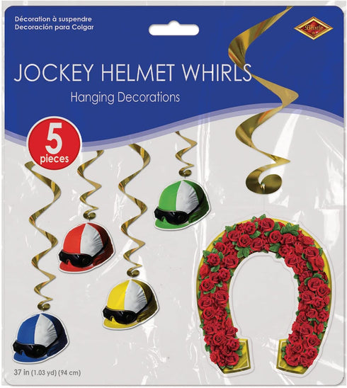 Beistle 5-Piece Derby Day Whirls, Horse Racing Game Supplies, Horse Racing Party Supplies, Horse Themed Party Decorations, Jockey Party Accessorie...