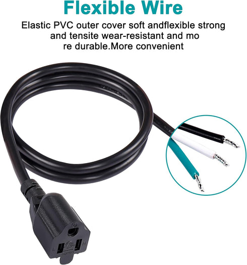 MEIRIYFA 18 Gauge 3 Prong Female NEMA 5-15 Plug Heavy Duty Cord US SJT Replacement Power Supply Cable 10A 110V 115V 120V Pigtail 2PCS (3.3FT)...
