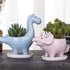 VanEnjoy Desktop Cute Cartoon Herbivorous Dinosaur White Ceramic Succulent Planter with Tray, Bonsai Cactus Flower Pot Vase Holder Decorative Orga...