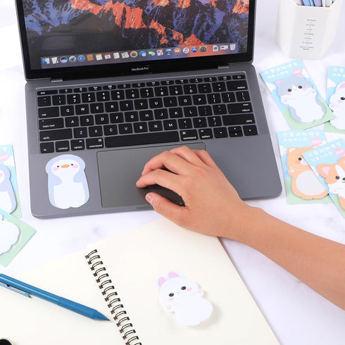 Cute Self Stick Notes, 6 Pack Cartoon Animal Sticky Note Kawaii Markers Flags Memo Pads Small Sticky Memo Pad Dog Cat Rabbit Bear Shape 8x5cm/3.2x...