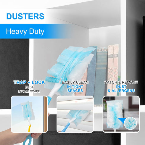 KeFanta Duster Refills for Swiffer Dusters, 180 Heavy Duty Multi Surface Refills & 1 Handle, Ceiling Fan Duster, Disposable Dusters for Cleaning (...