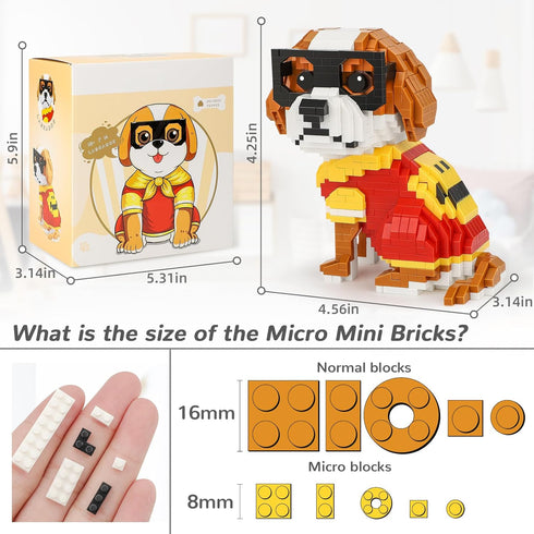 QLT Cute Animal Micro Mini Building Blocks Kit, Labrador Micro Bricks Building Toys for Adults, Party Favors for Kids 12-14+ Years Old, Birthday, ...