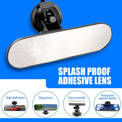 1 PC Car Rear View Mirror with Suction Cup, 8.66In x 2.55In Adjustable HD Vehicle Interior Rear View Mirror Replacement, Universal Wide Angle Auto...