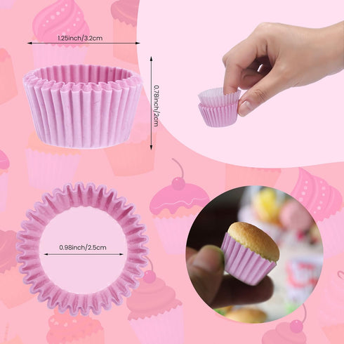 NUOMI 1 Inch Super Mini Cupcake papers Liners Baking Cups 1000 Pack Muffin Lining Wrappers, Pink...