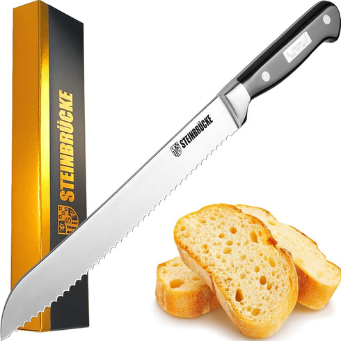 Gioventù Serrated Bread knife 10 inch - Ultra sharp Bread Slicing Knife Forged from German Stainless Steel 5Cr15Mov, HRC58, Full Tang kitchen brea...