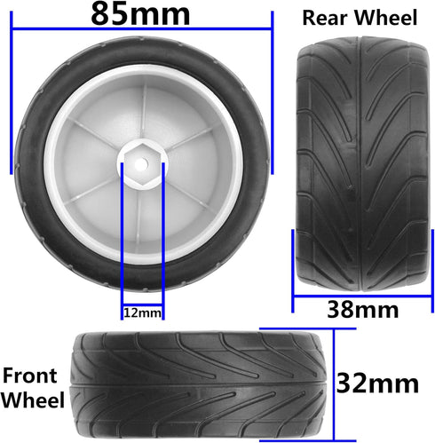 4Pack ShareGoo RC 85mm/3.34" Rubber Tires Front Rear Tyres 12mm Hex Wheel Compatible with Redcat HPI HSP Kyosho 1/10 RC Off-Road Car Buggy (White)...