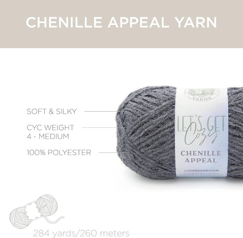 Lion Brand Yarn Chenille Appeal Yarn, Storm Front, 1 Count (Pack of 1)...