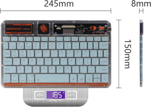 Wireless Bluetooth Keyboard,7 Colors Backlit Rechargeable Mac Keyboard, Silent Light Up Portable Keyboard for iPad iOS Android Windows Devices(Blu...