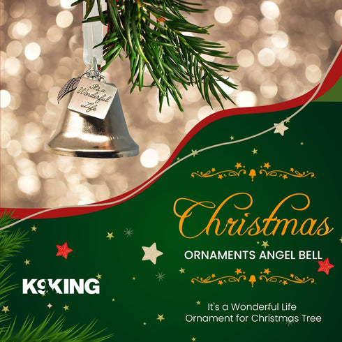 It's a Wonderful Life Inspired Christmas Angel Bell Ornament with Stainless Steel Angel Wing Charm. New Larger Size and Now Comes with 2 Interchan...