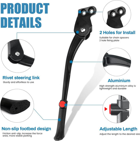 Bike Kickstand, 33-39cm Adjustable Aluminum Alloy Bicycle Stand for 24-29 inches Wheel Diameter Mountain Bike Road Bike...