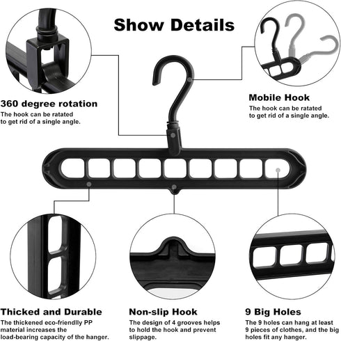 Closet Organizers and Storage,College Dorm Room Essentials, Multifunctional Organizer Magic Space Saving Hangers with 9 Holes Storage Organization...