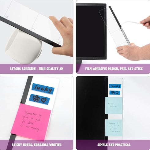 Office Desk Accessories 2pcs Monitor Memo Board Computer Message Board Office Supplies for Women Men Computer Sticky Note Holder with Functional A...