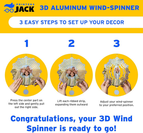 Printers Jack 2 Pack 10 Inch Sublimation Wind Spinner Blanks, 3D Aluminum Wind Powered Kinetic Sculpture, Spinner Suspension Trim for Yards & Gard...