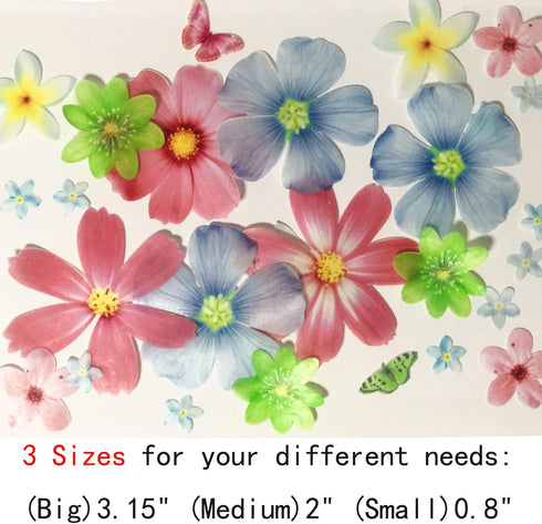 Set of 27 Edible Flowers & Butterflies Cupcake Toppers Wedding Cake Party Food Decoration Mixed Size & Colour...
