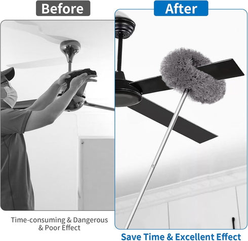 Ceiling Fan Cleaner Duster Reusable Microfiber High Ceiling Fan Blade Cleaner Extendable Duster with Long Handle Removable Washable Adjusts 13 to ...