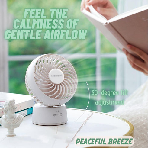 Portable Oscillating Desk Fan Handheld Table Fan Small Mini Fans Rechargeable 3.5 Inches Portable Mini Table Top Fans for Office Desk Indoor/Outdo...