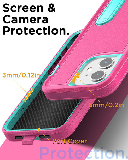 AICase for iPhone 12/12 Pro Case Built-in Kickstand with Glass Screen Protector+Camera Lens,Heavy Duty Drop Protection Full Body Rugged Shockproof...