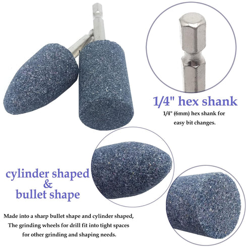 4pcs Metal Grinding Stone Set,Rotary Tool Grinding Stone Wheel Head with 1/4Inch Shank...