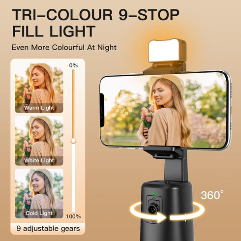 Auto Face Tracking Tripod, No App Required, 360° Rotation Face Body Phone Tracking Holder with Remote, Gesture Control, Smart Shooting Camera Moun...