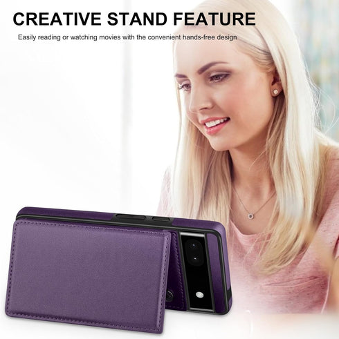 for Google Pixel 6A Case Leather Wallet with Card Holder, Flip Cover Kickstand Card Slots Magnetic Closure Shockproof Heavy Duty Protective Case f...