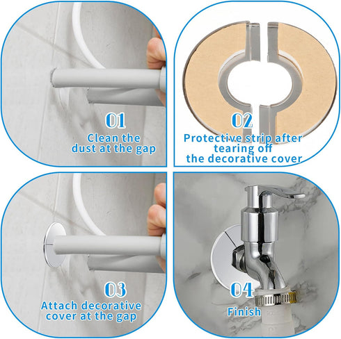 3 Pcs Stainless Steel Wall Split Flange Round Escutcheon Plate Floor and Ceiling Plate Cover Split Flange Plumbing Cover Plates Self Adhesive Spli...