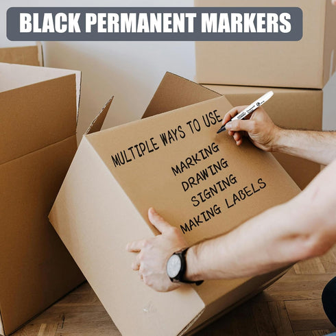 30 Packs Black Permanent Markers, Fine Point Waterproof Markers Pens Bulks, Durable, Quick-Drying Marker, Ideal Stationery Supplies for Schools, H...