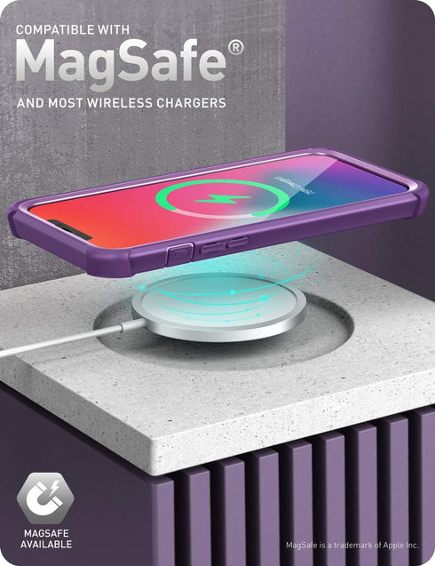 i-Blason Ares Case for iPhone 12 Pro Max 6.7 inch (2020 Release), Dual Layer Rugged Clear Bumper Case with Built-in Screen Protector (Purple)...