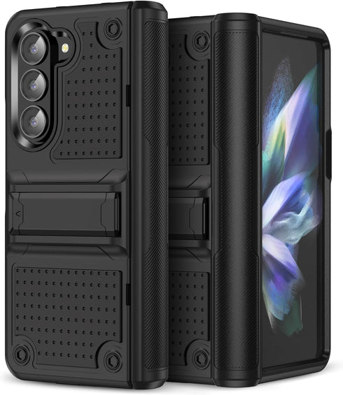 for Samsung Galaxy Z Fold 5 Case, Shockproof 2 in 1 Silicone Rubber with Hard PC Rugged Full Body Protection Phone Cover for Samsung Galaxy Z Fold...