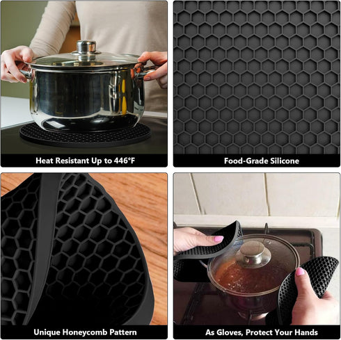 Silicone Trivet for Hot Dishes,Multipurpose Non-Slip Hot Pad for Kitchen,Hot Pots and Pans,Pot Holder Heat Resistant for Countertops,Kitchen Mat f...