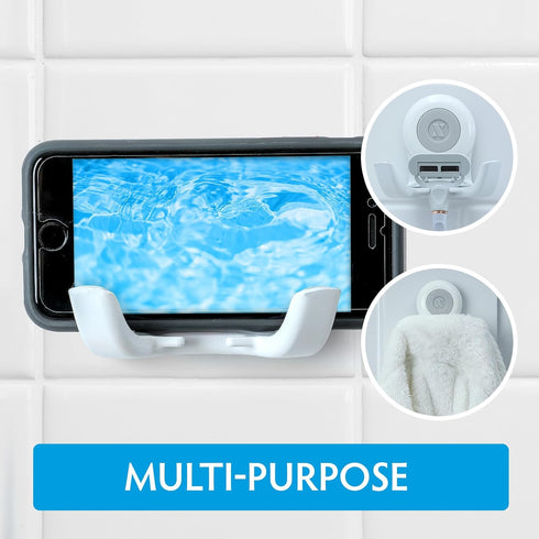 SlipX Solutions Patented On The Dot Power Lock Suction Cup Hook, Razor Holder & Phone Cradle (Perfect for Shower & Mirror, Holds 11 lbs, 2 Pack)...