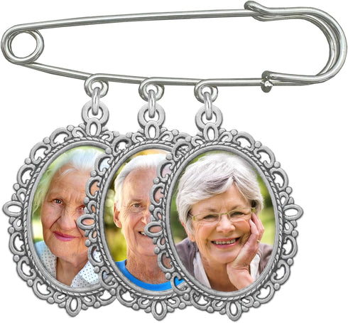 Wedding Boutonniere Photo Charm Bouquet Pin Lapel Mother of the Bride Groom with Photo Resizing Software...