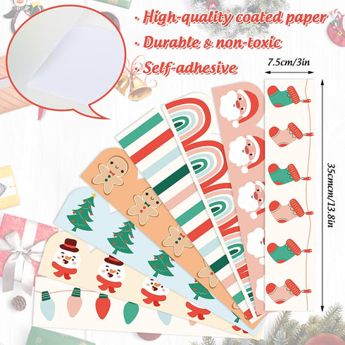AnyDesign 82Ft Boho Christmas Bulletin Board Borders Xmas Tree Santa Snowman Rainbow Self-Adhesive Trim Border Stickers for Xmas Winter Party Home...