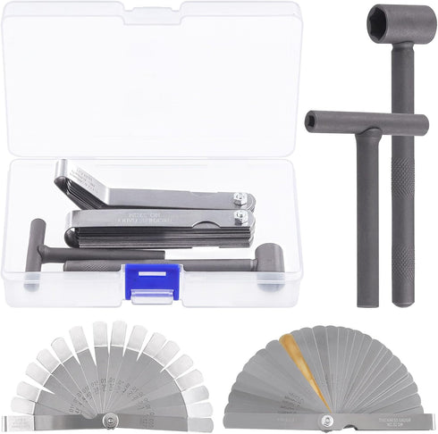 Glarks 4Pcs Motorcycle Engine Valve Adjustment Tool Kit, Engine Screw Spanner Valve Tool Wrench Valve Screw Repair Spanner with Feeler Gauges for ...