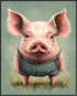Posterizer 1 pcs- Cute funny pig with clothes on-Art for Animal Lovers-Abstract & Modern Art- Gift for Men Women Entrepreneur Teens-Decor for Home...