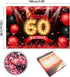 Happy 60th Birthday Banner Backdrop Red and Black 60 Years Old Background Bday Decorations for Women Men Photography Party Supplies Glitter...