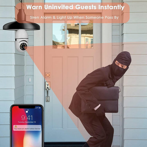 360° Security Cameras Wireless Outdoor, 2.4GHz & 5GHz WiFi Light Bulb1080p Security Camera Wireless Light Socket Smart Cameras for Home Security, ...