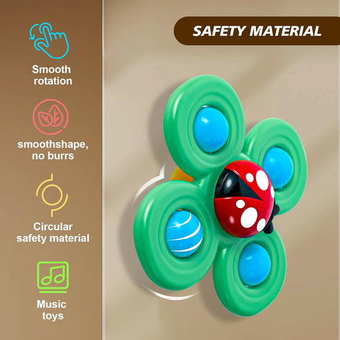 3PCS Suction Cup Spinner Toys for Babies, Fidget Spinners Sensory Bath Toys 6 12 18 Months, Airplane Car Travel Essential 1-3 Year Old Boy Girl Bi...