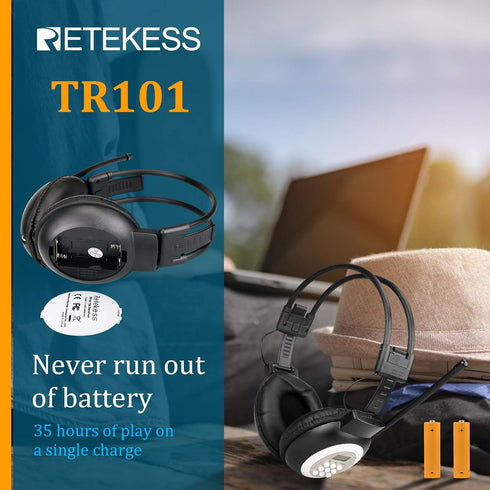 Retekess TR101 FM Radio Headphones, Headset for Mowing, Digital Wireless Radio for Mowing, Walking, Riding, Powered by AA Battery (Pack of 1)...