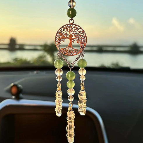 Hanging Car Charm, Handmade Crystal Window Car Hanging Ornaments, Dangling Moon, Healing Crystal Accessories, Rearview Mirror Decorations - Protec...