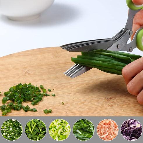 Joyoldelf Gourmet Herb Scissors with Potato Peeler - Master Culinary Multipurpose Cutting Shears with Stainless Steel 5 Blades, Safety Cover and C...