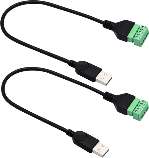zdyCGTime USB 2.0 A Screw Terminal Block Connector Cable USB 2.0 A Male Plug to 5 Pin/Way Female Bolt Screw with Shield terminals Pluggable Type A...