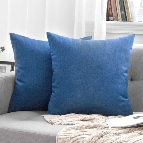 MIULEE Pack of 2 Decorative Outdoor Solid Waterproof Throw Pillow Covers Faux Linen Garden Farmhouse Coastal Cushion Cases for Summer Patio Tent B...