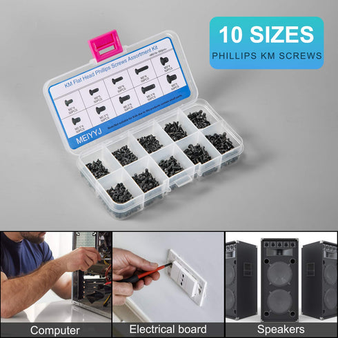 500pcs M2 M2.5 M3 Laptop Notebook Computer Replacement Screws Kit, PC Flat Head Phillips Screw Assortments, Countersunk SSD Electronic Repair Acce...