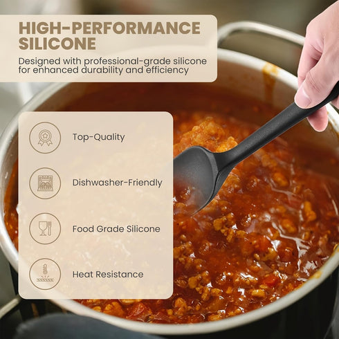 High Heat Flexible Silicone Spoon Spatula - 10.4in Seamless Baking Bowl Scraper and Cooking Scraper for Nonstick Cookware - Silicone Spatulas for ...