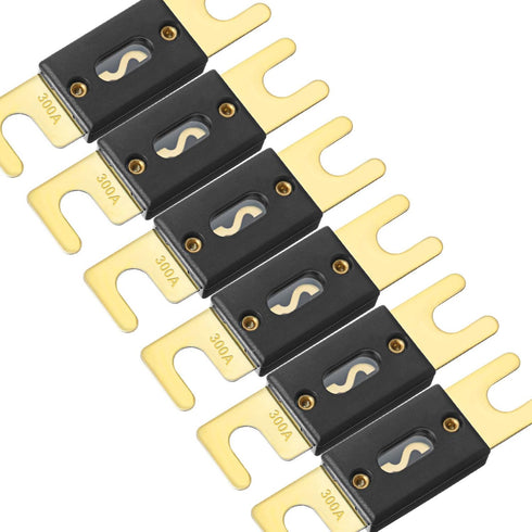 smseace 6Pack 300amp/300a ANL Fuse Compatible with 12V & 24V Systems for Audio Marine Vehicle Video System Gold-Plated ANL Fuses...