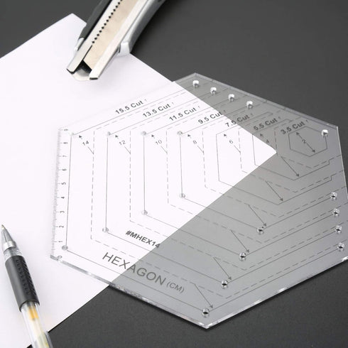 Yetaha 4PCS Quilting Rulers, 60 Degree Equilateral Triangle and Rhombus, 45 Degree Rhombus, Hexagon Shape Templates Transparent Patchwork Sewing C...