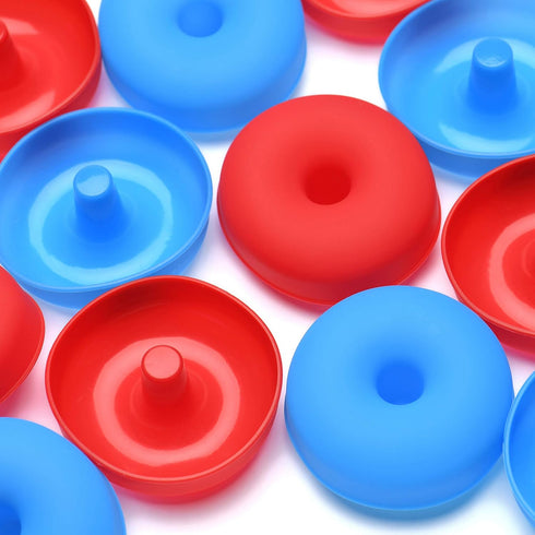 Jell-Cell Silicone Donut Mold for Baking Cupcake,12 Pieces Nonstick Flexible Mini Round Doughnut Muffin Cups Shape Color Red & Blue...