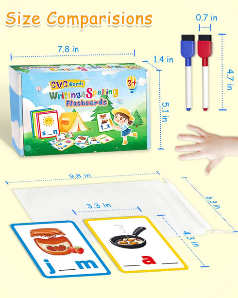 Montessori Educational Toys Gifts for 3 4 5 6 Year Old Kids, CVC Word Writing & Spelling Flash Cards, Preschool Learning Toddler Activities, Kinde...