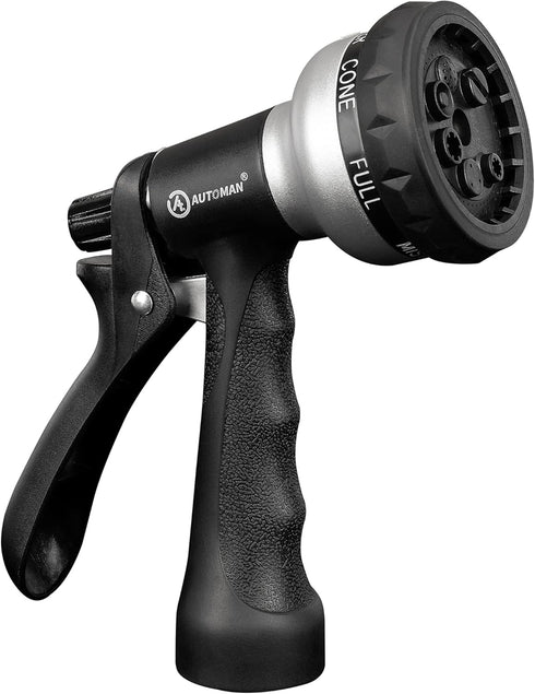 AUTOMAN-Garden-Hose-Nozzle, ABS Water Spray Nozzle, 7 Adjustable Watering Patterns, Slip Resistant for Watering Plants, Lawn& Garden, Washing Cars...